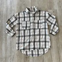 Womens Fashion Nova White Plaid Button Up - S