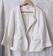 NY&Co. White Textured Blazer, M