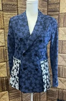 Julien David Made in Japan Double Breasted Jacket Contrast Pleated Hem‎ Size M