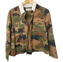 Madewell  Northward Cropped Army‎ Jacket in Cottontail Camo Sherpa Edition