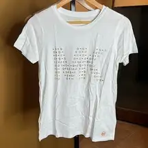 MICHAEL MICHAEL KORS WHITE SHIRT W/GOLD STUDDED MK LOGO SIZE SMALL