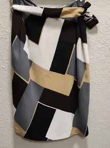 Chic Color Bkock Patterned Skirt