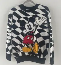 Mickey Mouse Womans Sweater Black & White Graphic Size XS