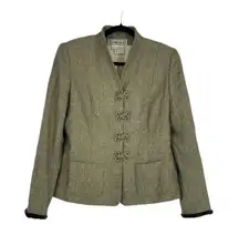 Carlisle Womens Green Vintage Mandarin Collar Frog Closure Blazer Jacket US 8