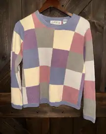Orvis VTG Women's Sz XS Color Block Patchwork Pullover Sweater EUC‎