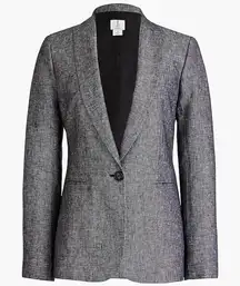J. Crew Women's One Button Linen Blazer Gray Size 4 Office Business Preppy‎