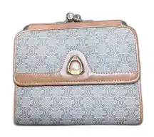 Vintage CELINE Macadam Kiss Lock Wallet Beige Gold Hardware