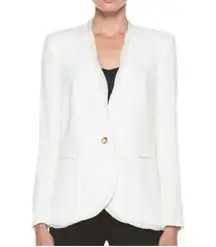 Helmut Lang | The 'Relic'  Crepe Jacket w/ Silk Chiffon Trim in Ivory - 6