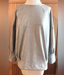 Banana Republic Petite Large L Grey Gray Puff Sleeve Tailored Sweatshirt EUC