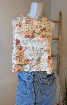 GUESS Floral Vintage Rose Garden Sleeveless Top XS