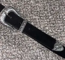 Western silver black belt