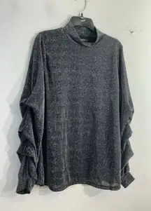 Womans Alfani Long Sleeve Pullover Evening Blouse Large Black Sparkly Turtleneck