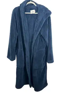 UGG Hooded Robe Womens XS/S Blue Plush Sherpa Fleece Cozy Lounge Bathrobe