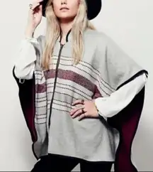 Free People | Boho Hippie Swept Away Zip-Up Ruana Cape Poncho Size O/S