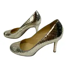 Kate Spade New York Pumps Heels Gold Leather Reptile 8 1/2 B Italy Holiday 