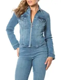 Juicy Couture Women’s Corset Trucker Denim Jacket Light Wash XS Rhinestone Logo