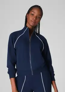 SPANX AirEssentials Pique Full Zip Track Jacket Blue Size L