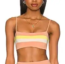 l*space L* Women’s Rebel Stripe Bikini Top in Tangy, Lemon Drop & Cream size XS