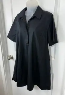 Old Navy Black Collared Short Sleeve Shirt Dress Medium Cotton Lagenlook Career