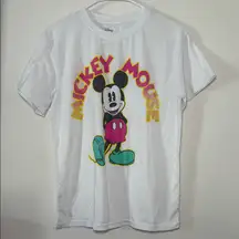 Disney‎ Womens Mickey Mouse White Short Sleeve T Shirt Size Large
