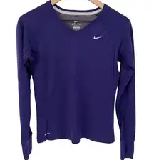 Nike Running Dri Fit Purple Long Sleeve Shirt Wool Blend Size Small