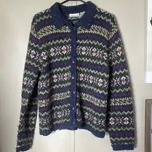 Croft and barrow vintage boho Aztec button down sweaterl