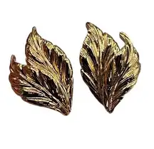 Vintage double leaf pierced statement earrings