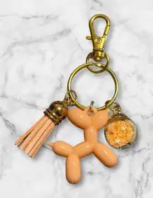 Gold and Orange Balloon Dog Keychain