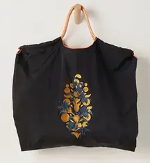 Free People FP Movement Blooming Buti Tote Bag in Black NWT Embroidered Bohemian