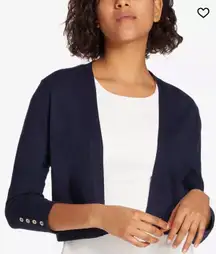 Tommy Hilfiger Navy Open Front Cardigan Sweater XL Button Cuff
