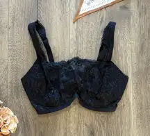 Bare Necessities Black Lace Cami Underwire Push Up Bra Sz 32-DDD/F EUC