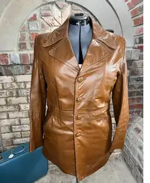 leather Jacket spy style carmel brown