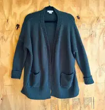 Wearing Your Heart Knit Long Soft Cozy Dark Green Cardigan Sweater Sz M