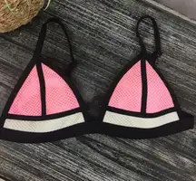 Triangl SET of 2 Pink & Black Color Block Bikini Bathingsuit Swim Tops S