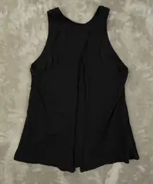 Lululemon All Tied Up Tank Top Black Pima Cotton Open Back Size 4 Yoga Running