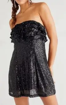 Free People Frida Ruffle Sequin Mini Dress Size‎ 6 NWT