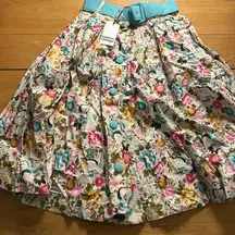 NWT unique vintage skirt large ivory crane