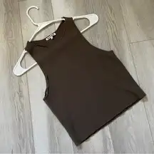 Reformation Distressed Tank Top organic cotton womens Brown (small) casual crop