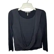 Halston Heritage Silk Trim Top Black