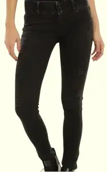 BLACKHEART Black Edgy Super Skinny Skull Embellished Jeans Size 5
