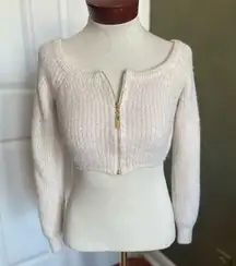 PrettyLittleThing Cropped Sweater Cream color Zipper Front Size S