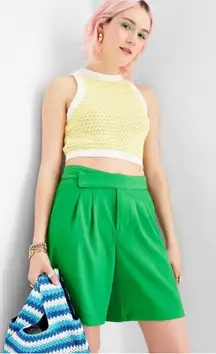 Future Collective Alani Noelle High Waist Green Trouser Shorts Size 4