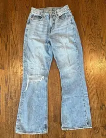 AEO Highest Rise 90s Flare Jeans 100% Cotton in Mid Blue Size 2 Regular