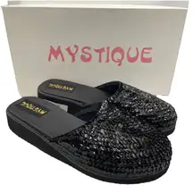 Mystique sequins slip-on black sandals Size 6