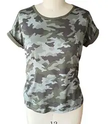 Lucky Brand  Super Soft Camo Short Cuff Sleeve Lounge Top ~ Women's Size LARGE