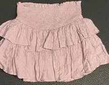 MIOU MUSE Smocked Ruffle Tiered Mini Skirt Lavender Purple Size M