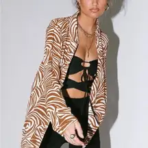 Princess Polly Pure Form Brown Zebra Print Button Down Blouse