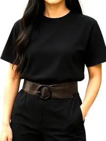 Thick Faux Leather Woven Belt Brown One Size Vintage