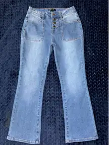 Daily Thread Women's Flare Jeans Front Pockets Button Fly‎ Light Wash Denim Sz 4