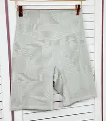 Gymshark Elevate Geometric Print Cycling Gym Shorts Taupe Tan Medium